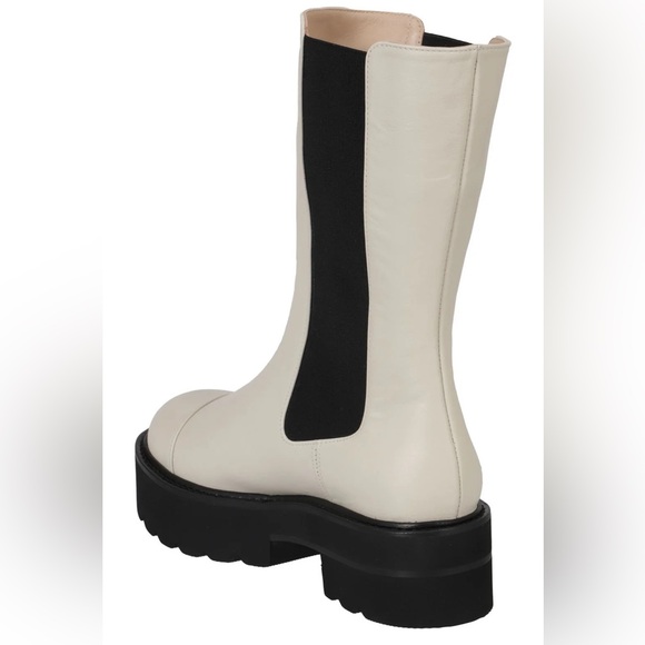 Stuart Weitzman Presley Ultralift Round Toe Platform Lug Oat White Boot 4.5 35 5 - Picture 3 of 8